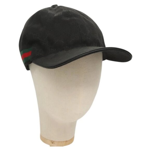 GUCCI Web Sherry Line Hat XL Black Green Red 200035 Auth ar13585 - Picture 1 of 13